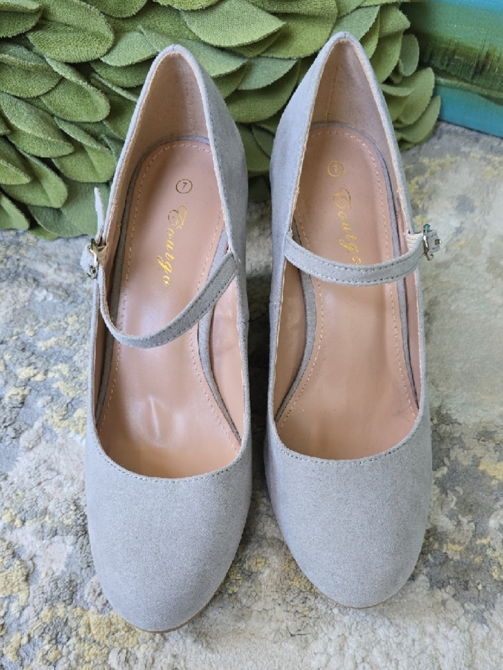 Coutgo Mary Jane Pumps Ankle Strap High Heel Round Toe Wedge Shoes Size 7 - Picture 11 of 11